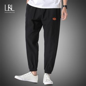 Bomull Harembyxor Män Solid Elastisk Midja Streetwear Joggers Mode Baggy Svart Casual Byxor Sweatpants 210715