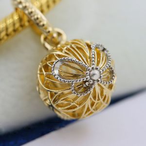 Shine Gold Metal Plated Golden Openwork Butterfly Dangle Charm Bead Passar European Pandora Smycken Charm Armband