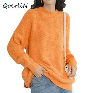 Winter Women Sweater Oversize O-neck Solid Basic Tops Pullovers Knitting Pulls Long Sleeve Jumper oversized Knitwear 210601