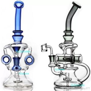 Large dab rig Bong Beaker glass water downstem Hookahs 14mm joint VERY unique piece tall big large pipes with duble perc ice catcher pipe heady purple green pink