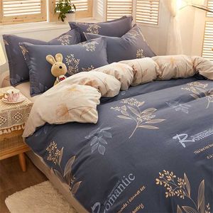 Zestaw pościeli 3/4 Szt. 100% Bawełna Duvet Pokrywa Zestaw Duża Pościel Comforter Pełna Królowa King Size Luksusowy Home Textile 211007