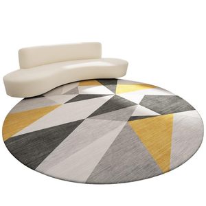 Dywany Okrągły Dywan 200cm Geometryczny Salon Strona główna Gray Yellow White Alfombra Tatami Dywan na Sypialnia Komputerowa Mata