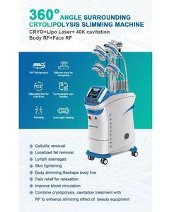 Cryolipolisisボディスリムスーパークライオー療法4のハンドルが一緒に働くクライゾリポリシス+キャビテーション+ RF +リポレーザーダブルチン除去5ハンドルマシン