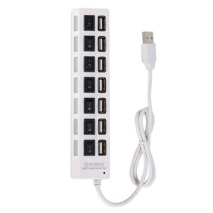 2021 Hub 7 Port USB Splitter Bireysel Açma / Kapama Anahtarı ve LED Dalgalanma Korumalı Taşınabilir Veri Hub