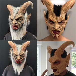 Takerlama Movie Lucifer Masks Devil Movie Cosplay Latex Mask Halloween Horrorible Horn Mask Adult Costume Party props Y0804