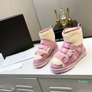 Designer-Mode Warme Schneestiefel Bow Damen Kurzstiefel Herren Mädchen Braun Schwarz Grün Rosa Schöne lässige Stiefeletten Damenschuhe