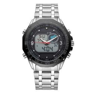 Relógios de pulso masculino Moda Solar Hilged Top Sports Watches Full Steel 30m À Prova D 'Água Analógico Digital LED militares