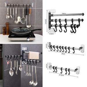 Wholesale spoon utensil holder for sale - Group buy Hooks Rails Hanging Rack Punch free Utensil Pan Holder Multifunction Organizer For Spoon Scoop Cup Bathroom Kitchen