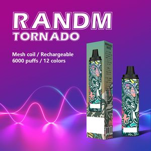 Одноразовая электронная сигарета Fumot, 100% оригинальная вейп-ручка RandM Tornado 6000 Puffs с перезаряжаемыми вейпами типа C, 6K, предварительно заполненная капсула емкостью 12 мл