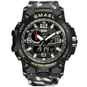 Lyxmärke Klockor Män Sport Dual Display Mens Quartz Watch Vattentät 50m LED Digital Analog Armbandsur Presentklocka G1022