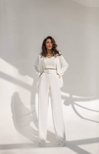 Summer White Mother of the Bride Pants Suit Women Ladies Formal Evening Party Tuxedos Work Wear For Wedding 2 pcs274e