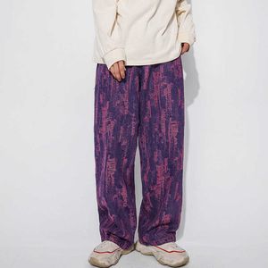 Tie Dye Szerokie Dżinsy Dżinsy Streetwear Baggy Denim Dżinsy Hip Hop Ripped Zniszczone Dżinsy Spodnie Retro Myte Hole Denim Spodnie C0607