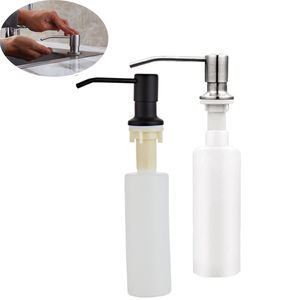 Dispenser di sapone per lavello da cucina 300ML Dispenser per lozione di sapone liquido detergente ABS nero Testa in acciaio inossidabile Strumenti domestici