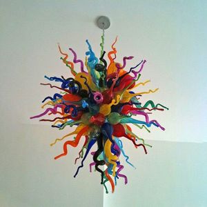 100% Mouth Blown Pendant Lamp CE UL Borosilicate Murano Style Glass Dale Chihuly Art Multicolor Rainbow Glass Chandelier Egyptian Crystal