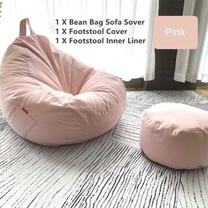 Lazy Sofa Cover Bean Bag Hushållsredskap Pouf Couch Lounger Seat 1pc Tillbehör Trädgårdsdäck 2 211207