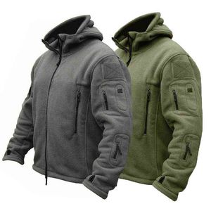Vinter Airsoft Militärjacka Men Fleece Tactical Army Green Jacket Thermal Hooded Jacket Coat Höst Ytterkläder Mens kläder 211110