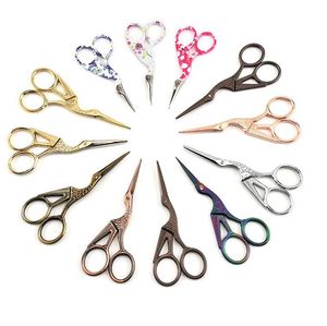 Metal estilo vintage scissor de aço inoxidável multicolor home guindaste tesoura apto fios de chá threathead transversal ferramenta de bordado durável zc023