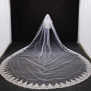 Bridal Veils Luxury 5 Meters Long Lace Wedding Veil One Layer 500cm White Ivory Plus With Comb Accessories