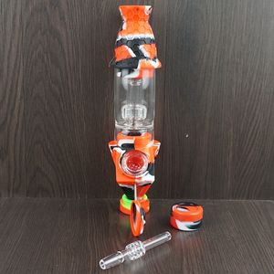 Premium tabaco conjunto de cachimbo de água recipiente de cera bong de silicone com quartzo frasco de armazenamento de unhas de metal Dabber tubulação de fumo Dab equipamento