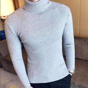 Erkek Sweaters İnce Fit Erkek Yavurucu Sonbahar Kış Sıcak Kazak Jumper Tığ Örgüsü Yüksek Yakalı Katı Coloren's