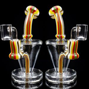 Vintage 6inch Mini Rasta Glass BONG Hookah Smoking Pipes Oil Burner with bowl or Banger can put customer LOGO