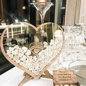 Alternativa de livro de convidado de casamento - casamento Decor-Drop Coração Questive 211216