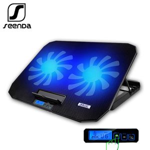 Seenda laptop refrigerador pad 2 portas USB e dois fã de refrigeração de velocidade ajustável do caderno 12-15.6 polegadas