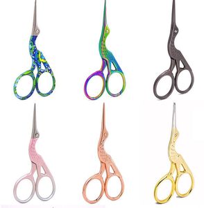 100Pcs/Lot Durable Stainless Steel Vintage Classic Embroidery Scissors 94mm Nail Art Stork Crane Bird Scissor Cutters Styling Tools