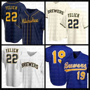 Maglia da baseball Milwaukee Brewers Custom 22 Christian Yelich 19 Robin Yount 6 Lorenzo Cain 8 Ryan Braun 21 Travis Shaw 3 Orlando Arcia