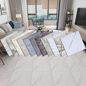 20PCS 30*30cm Modern Marble Tile Thick Self-Adhesive Wall Floor Stickers Ground Wallpapers Bathroom DIY Bedroom Home Decor 210929