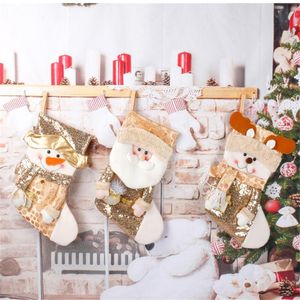 Cekiny Boże Narodzenie Pończochy Bling Sock Xmas Drzewo Wiszące Wiszące Ornament Festiwal Eve Apple Prezent Torba DD445