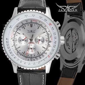 Moda Automatyczny Zegarek Mechaniczny Mężczyźni Jaragar Samodyscyple Sport Zegarki Godziny Tydzień Data Skóra Wielofunkcyjna Wristwatches Q0902