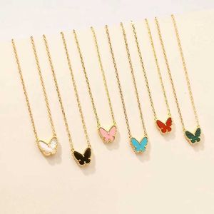 2020 Hot Brand Gold Color Fashion Jewelry For Women Colorful Futterfly Neckalce Pendant Cute Fashion Party Gold Color Jewelry