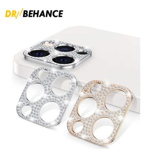 Protetores de tela de vidro temperado do diamante do filme da câmera para o iPhone 13 12 11 Pro Max Cam Lens ProtectorGlitter Efervescente Capa Completa Com Caixa de Varejo