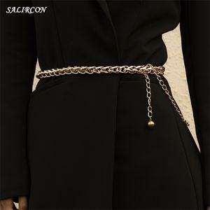 Salircon Goth Aluminium Link s for Women Punk Simple Waist Chain Belt Decoration Fashion Body Jewelry 2021
