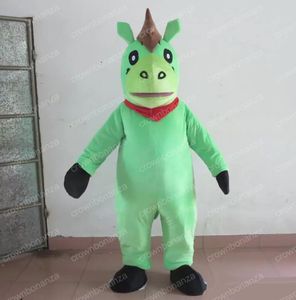 Хэллоуин зеленый лошадь талисман талисмана высочайшего качества мультипликационные наряды Взрослые Размер Рождество открытая тематическая вечеринка взрослые костюм