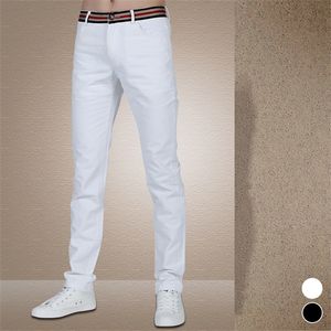 2019 spring and summer fashion white trousers men, men's casual pants, plus size high-quality Slim was thin black pants. 28-42 X0615
