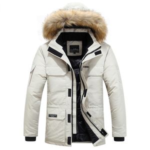 Plus Storlek 6XL Vinter Mens Bomull Multi-Pocket Jackor Outwear Men Fur Hooded Parkas Casual Warm Tjock Vattentät Jacka Coat 211204