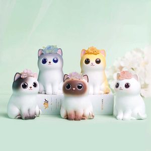 Fata Kawaii Cat Figurine Ornamenti Artigianato in resina Scatola cieca per San Valentino Decorazione della festa nuziale Regalo Decorazioni per la camera delle ragazze 210607