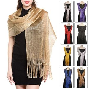 New Evening Dresses Shawls Female Golden Silvery Wire Tassels Bridal Bridesmaid Party Wedding Temperament Accessories Scarf