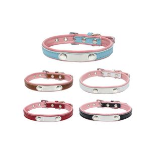 Haustier-Halsbänder, Leinen-Set, Hundehalsband, Leine, Zubehör, Oberflächenfarbe, Rindsleder, rosa, PU-Innenfutter mit ID-Tags