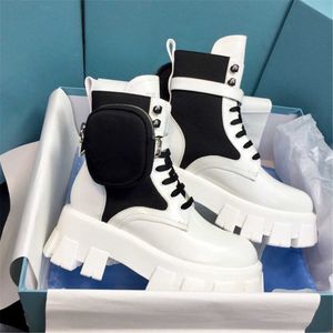 2022 Modepaare Ankle Martin Boots Australien gebürstetes Rois Heels Leder Nylon mit abnehmbarem Monolith Black Lady Booties Größe 35-41