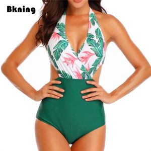 Deep V-образные вырезывающие купальники цельные купальники бикини сексуальные спинки женские 2021 Trikini Halter Bandage купальный костюм высокий талийский костюм XL