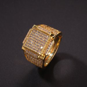 Novo Popular Popular Hip Hop Rap Mens Anel Gold Prata Banhado Micro Pave Brontar Campeão Anéis