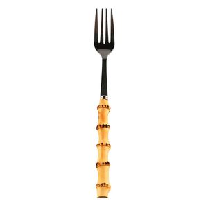 2022 Natural bamboo root dinner fork stainless steel wooden handle restaurant household tableware dinnerware cutlery flatware