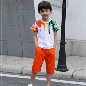 소년 여름 의류 세트 아기 소년 옷 아이들이 화려한 셔츠 + 바지 2pcs 정장 210611 세트