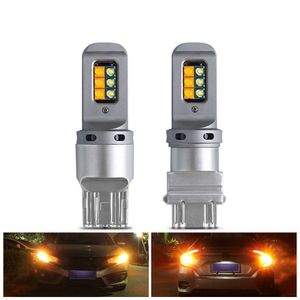 Novo 2 pc carro led luzes 7443 W21 / 5W 3157 lâmpada de Canbus Dual-color Canbus 1157 Bay15D para carro DRL Drolt Light Lights 12V Diodo HighBright