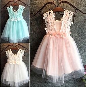 Lato Piękny Kwiat Baby Girl Dress Princess Pageant Lace Tulle Little Girls Specjalne okazje sukienki