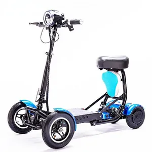 10 Inch 4 Wheels Electric Scooter Folding Double Drive 36V 250W 18KM H Electric Elderly Scooter Red Blue Black