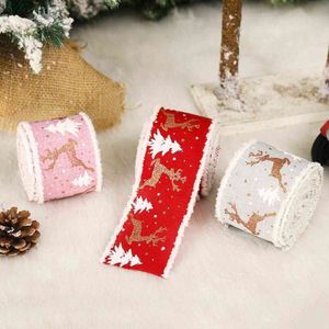 Cinta de Navidad de 5 metros de ancho para cintas de envoltura de regalo para coronas de árbol de pastel Decoraciones de tarjetas con 3 colores